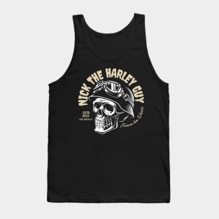 Nick The Harley Guy White Grunge Skull Tank Top